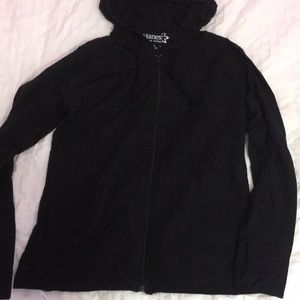 Women’s all black zip-up hoodie